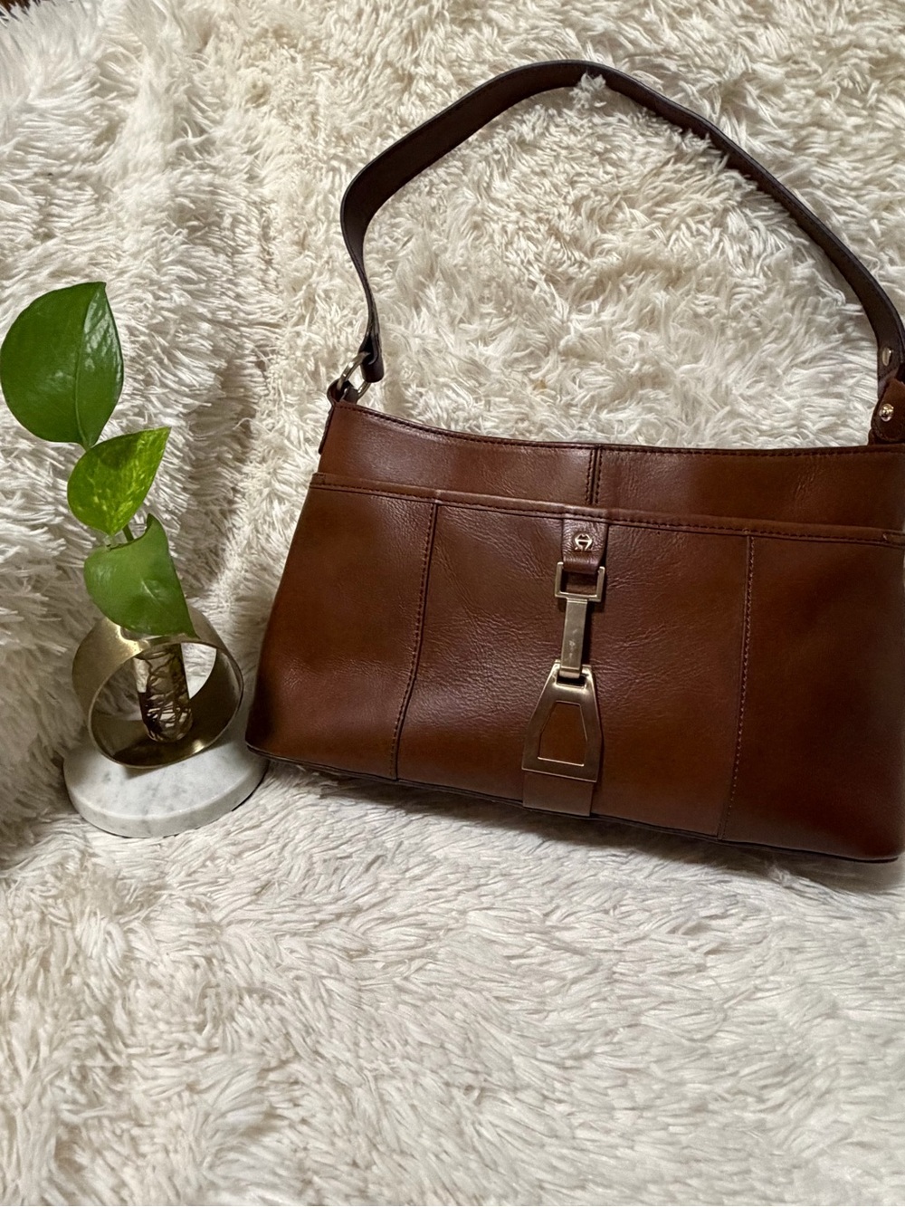 NWOT! Etienne Aigner leather brown shoulder bag